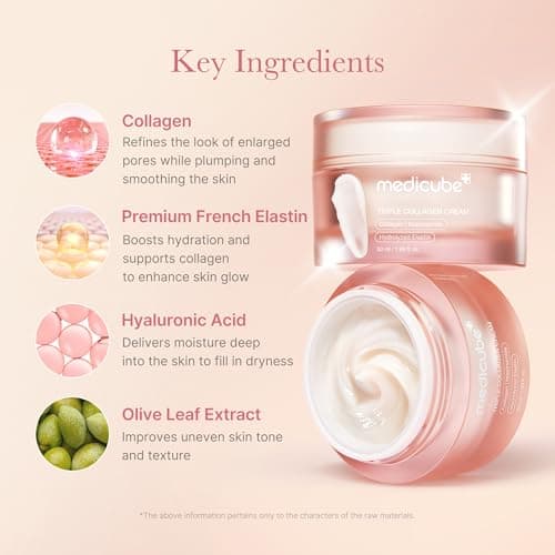 medicube Triple Collagen Cream - Hydrating & Firming Moisturizer with Hyaluronic Acid, Premium Elastin, Shea Butter - Wrinkle Care & Boosts Elasticity - Korean Skincare, 1.69 oz - Image 4