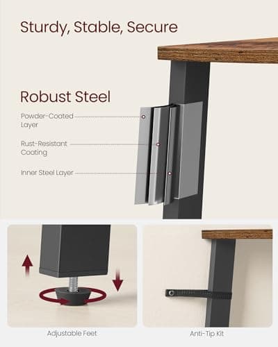 VASAGLE Corner Shelf Stand, 4-Tier Corner Bookshelf, Industrial Ladder Shelf, Plant Stand for Living Room, Office, Kitchen, Rustic Brown and Black ULLS34X - Image 5