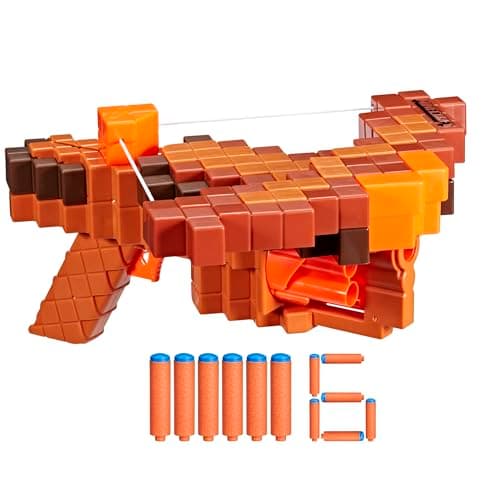 Nerf Minecraft Pillager's Crossbow Dart Blaster, 6 N1 Darts Compatible Only N1 Dart Blasters, 6 Dart Capacity, Ages 8+