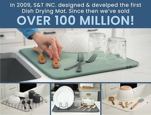 S&T INC. Dish Drying Mat, 16” x 18”, Absorbent Microfiber Kitchen Counter Mat, Dish Drying Pad for Dishes, Utensils, Pots and Pans, Large, Cream - Image 5