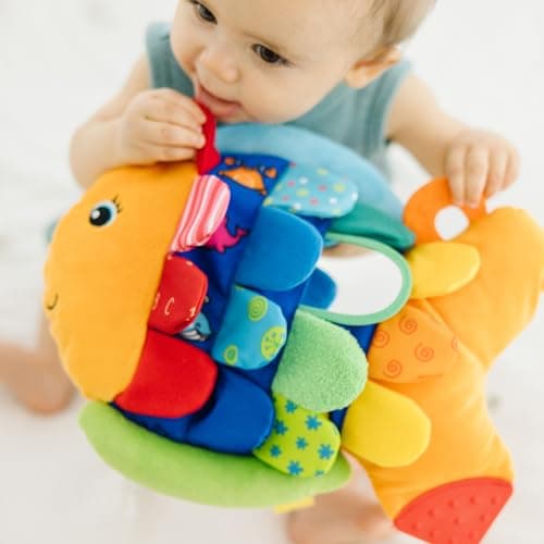 Melissa & Doug K’s Kids, Flip Fish Stuffed Animal, Soft Baby Book, Multi-Textured Squeaking & Crinkling Infant Sensory Toys for Babies with Baby Mirror, Tummy Time Toys for Infants Ages 0–9 Months - Image 2