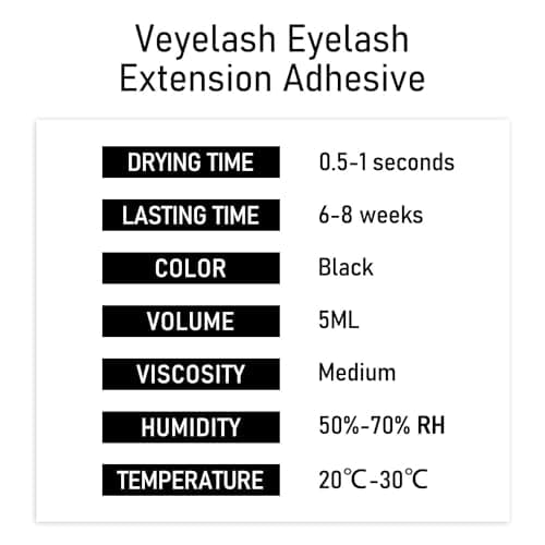 VEYES INC Eyelash Extension Glue - Extra Strong Professional Lash Glue 5ml | 1 Sec Drying time | Retention - 8 Weeks | Black Adhesive for Semi-Permanent Extensions Salon Use for Lash Tech - Image 6