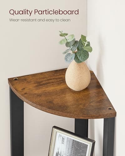 VASAGLE Corner Shelf Stand, 4-Tier Corner Bookshelf, Industrial Ladder Shelf, Plant Stand for Living Room, Office, Kitchen, Rustic Brown and Black ULLS34X - Image 6