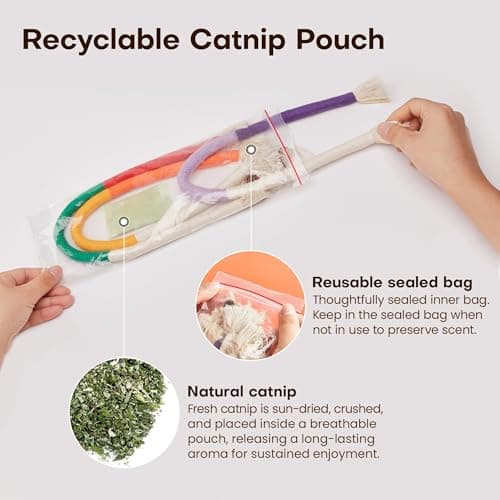 Potaroma Cat Toys Chew Ropes 3Pcs with Refillable Natural Catnip, Safe Teeth Cleaning Toy for Indoor Kittens, Interactive Cat Nip Kitty Toys for All Breeds 19.5 Inches - Image 5