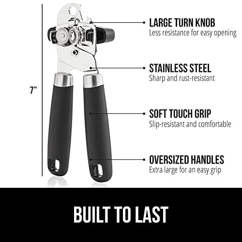The Original GORILLA GRIP Heavy Duty Stainless Steel Smooth Edge Manual Can Opener and Bottle Openers, Soft Ergonomic Handle, Oversized Handheld Easy Turn Knob, Multifunctional Kitchen Tool, Black - Image 2