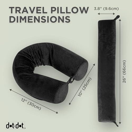 Dot&Dot Twist Memory Foam Travel Pillow for Airplanes - Travel Neck Pillow for Sleeping - Airplane Pillow for Neck Support, Chin, Lumbar and Leg - Adjustable, Bendable Neck Roll Pillow (Velvet Black) - Image 6