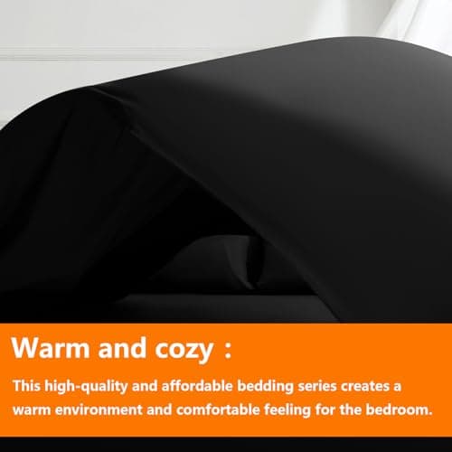 Twin Size Comforter Set - 5 Pieces, Bed in a Bag Bedding Sets with All Season Soft Quilted Warm Fluffy Reversible Comforter,Flat Sheet,Fitted Sheet,1 Pillow Shams,1 Pillowcases,Black - Image 2