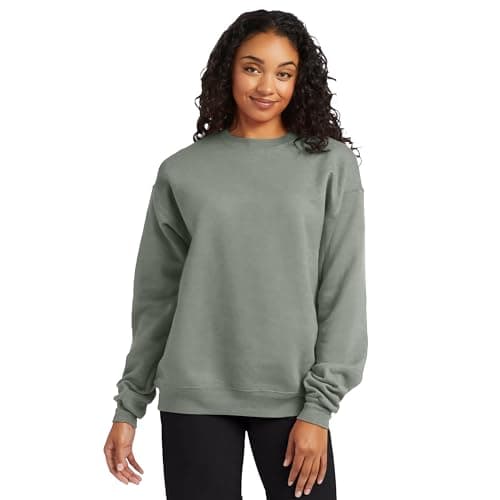 Hanes Men's EcoSmart Sweatshirt, stonewashed green, Medium - Image 3