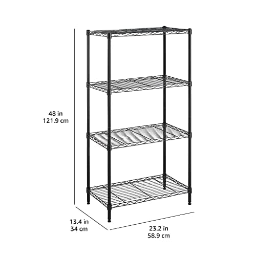 Amazon Basics 4-Shelf Steel Wire Storage Rack, Adjustable, Sturdy, Easy Assembly, 13.4 D x 23.2 W x 48 H in, Black - Image 8