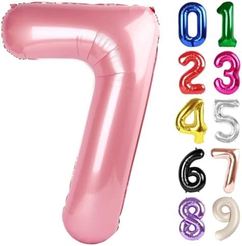 Amazon.com: 7 Balloon - Pastel Pink Birthday Number Balloons, 40 Inch Decorations | Pastel Pink inflatable birthday balloons 40 inch, jumbo foil 7th birthday decorations for women and men : Toys & Games - Image 2