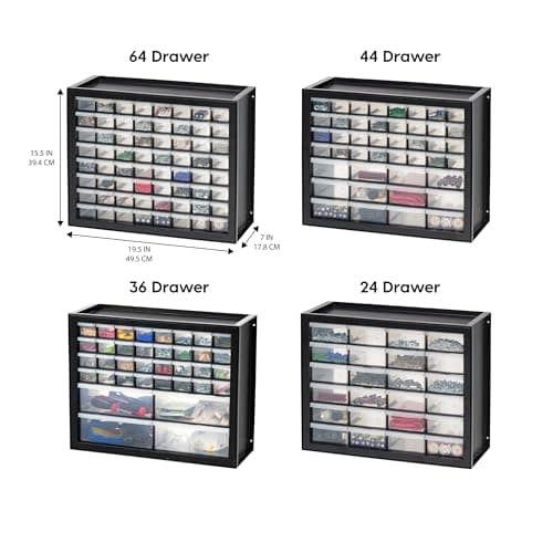 IRIS USA Screw Tool Organizer Small Parts Cabinet Chest, 44-Drawer Hardware Electronics Nuts Bolts Storage Drawers Organization Toolbox Garage Craft Business Teacher Beads Scrapbook Art Hobby - Black - Image 3