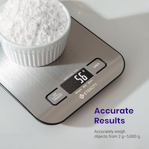 Etekcity Food Kitchen Scale, Digital Grams and Ounces for Weight Loss, Baking, Cooking, Keto and Meal Prep, LCD Display, Medium, 304 Stainless Steel - Image 2