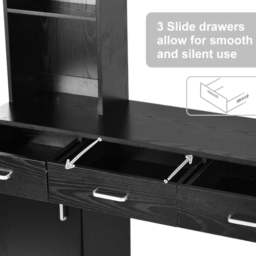 4ever2buy Barber Station for Hair Stylist, Salon Wall Station with Barber Cabinet, Hair Stations Equipment Hair Dryer Holder, Drawers, Wall Mount Barber Beauty Station, Mirror not Included, Black - Image 8