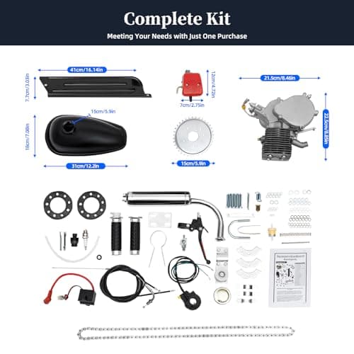 Tipyoumall Upgraded Bicycle Engine Kit, 2 Stroke Motorized Bike Engine Motor Kit 100cc Super Fuel-efficient Fit Modified Full Set for 26"-28" Bikes - Image 7
