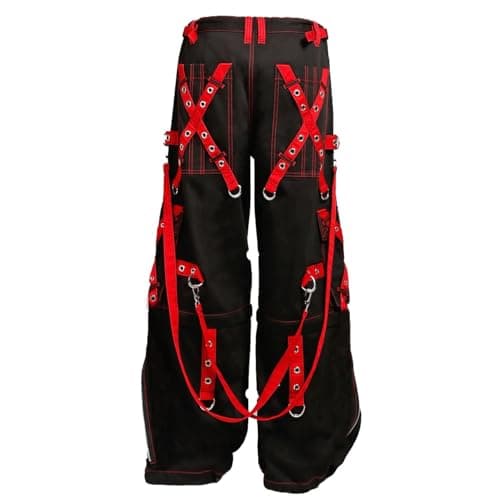 Goth Pants Extreme Bondage Black & Red Zipp Off Punk Rock Pant/USA (US, Alpha, Small, Regular, Regular, Black/Red) - Image 2