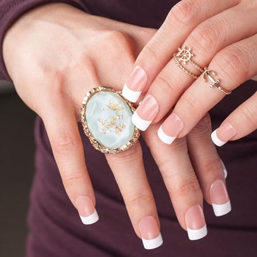 KISS Salon Acrylic Press On Nails, Nail glue included, 'Sugar Rush', French, Medium Size, Square Shape, Includes 28 Nails, 2g Glue, 1 Manicure Stick, 1 Mini File - Image 7