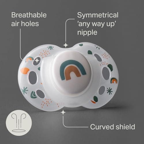 Tommee Tippee Night Time Pacifier, 18-36 Months, Symmetrical Silicone Baglet, BPA-Free Binkies, Glow in The Dark Technology, Green Rainbow, Pack of 6 - Image 3