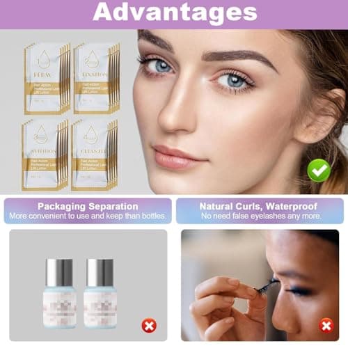 Lash Lift Kit, Eyelash Perm Kit, 5 Sets Lash Perm Kit Eyelash Lift Kit, Eyebrow Lamination Easy for Beginner, Professional Eyelash Curling Lash Extension Set, Home Achieve Semi-Permanent Curling - Image 2