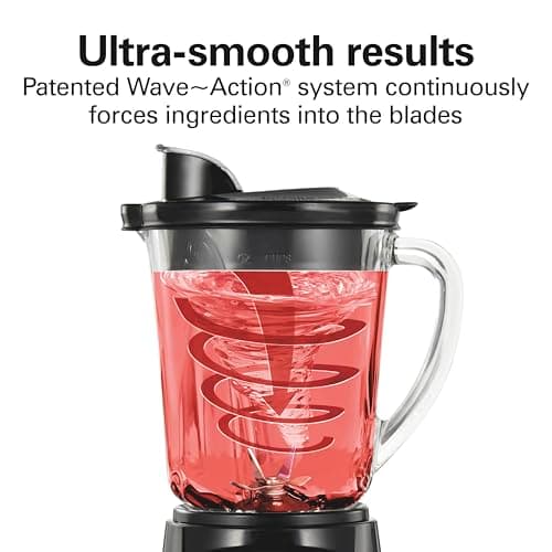 Hamilton Beach Power Elite Wave Action Blender For Smoothies, 40 Oz Glass Jar, 12 Functions Including Puree, Crush Ice, 700 Watts - Black (58148A) - Image 3