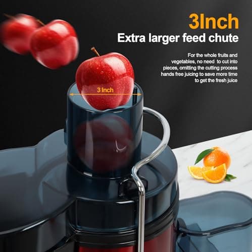 Panana Centrifugal Juicer Extractor with Wide Mouth 3” Feed Chute for Fruit Vegetable, Easy to Clean, Stainless Steel, BPA-free (Red) - Image 6