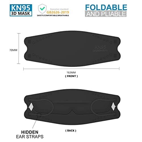LEVENIS KN95 Face Masks 50 Pack, Breathable Comfortable and Disposable KN95 Mask, Black - Image 2