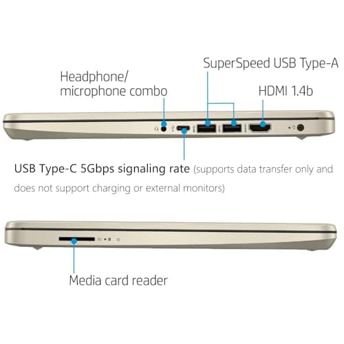 HP Touchscreen Laptop Computer, 4GB DDR4 RAM, 64GB eMMC, Intel Processor, 14 inch, WiFi 6, Bluetooth, Windows 11 Home S, Pale Gold - Image 6
