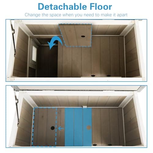 Gowoodhut Feral Cat Shelter Outdoor Weatherproof Houses for Cats Two Story Wooden Cat House Outside Feral Cat House with Balcony Waterproof, Escape Doors - Image 3
