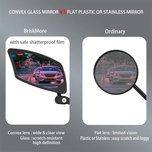 BriskMore Handlebar Bike Mirror, Scratch Resistant Glass Lens, Ajustable And Rotatable Safe Rearview Bicycle Mirror for Left Side BT-016L - Image 4