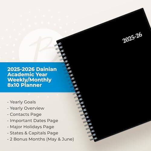 Blue Sky 2025-2026 Weekly and Monthly Academic Year Planner Calendar, July 2025 - June 2026, 8" x 10.875", Flexible Cover, Wirebound, Laminated Tabs, Dainian - Image 9