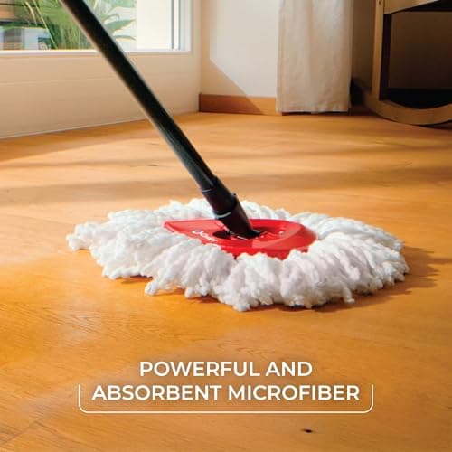 O-Cedar EasyWring Microfiber Spin Mop, Bucket Floor Cleaning System, Red, Gray, Standard - Image 6