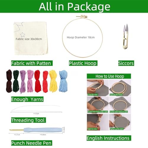DIY Punch Needle Kits for Beginners Cute Cartoon Highland Cow with Daisy Flower with Hoop Embroidery Punch Needle Starter Craft Set Easy for Adults and Children Festival Gift and Decoration 20x20cm-1 - Image 2