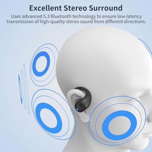 Eigsupia Open Ear Headphones, Bluetooth Headphones 5.3 Sports with Smart Digital Display, 36H Playtime, IP54 Waterproof, Wireless Earbuds Lightweight Design Fit Cycling, Running, Workout (Black) - Image 6