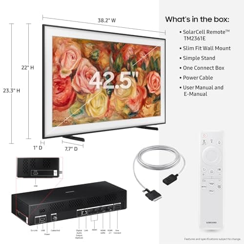 Samsung 43-Inch Class QLED 4K LS03D The Frame Series Quantum HDR Smart TV w/Dolby Atmos, Art Mode, Anti-Reflection, Customizable Frame, Slim Fit Wall Mount with Alexa Built-in (QN43LS03D, 2024 Model) - Image 2