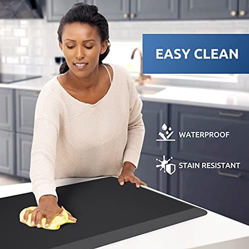KitchenClouds Kitchen Mat Cushioned Anti Fatigue Rug 17.3"x28" Waterproof, Non Slip, Standing and Comfort Desk/Floor Mats for House Sink Office (Black) - Image 3