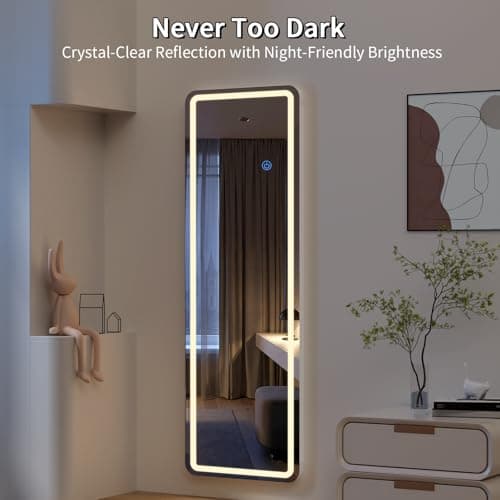 Koonmi Full Length Mirror Door Hanging with LED Lights 48"x16" - Image 5