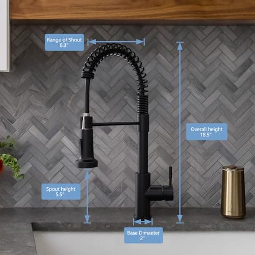 GIMILI Black Kitchen Faucet with Pull Down Sprayer Single Hole Spring Kitchen Sink Faucet, Suitable for Farmhouses, RV, Utility Laundry Room, Outdoor, and Campers. Llave para fregadero de cocina - Image 2