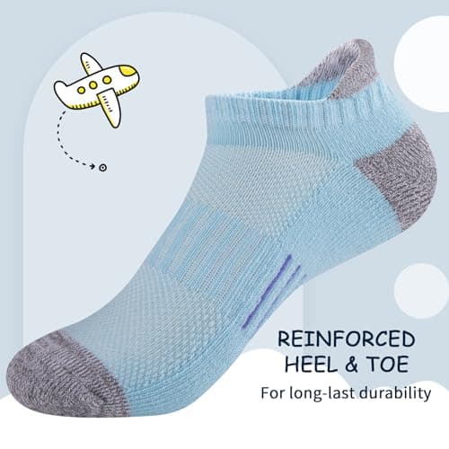 Comfoex Girls Socks Ankle Athletic Socks For Kids 4-6 6-8 8-10 Years Old Short Socks With Cushioned Sole 8 Pairs - Image 3