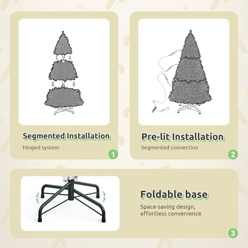 GOOBED Prelit Green Christmas Tree 7.5FT with Remote Control, Pre-Lit Green Artificial Hinged Spruce Christmas Tree with 1450 Tips, 550 LED Lights and 11 Light-Modes for Home, Party Decoration - Image 7