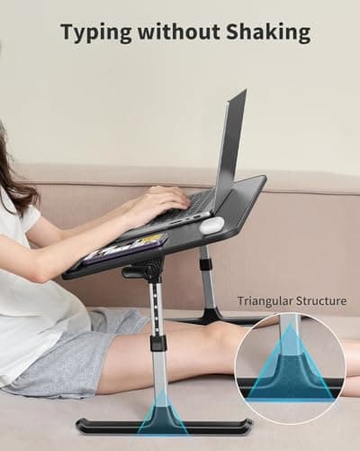 SAIJI Height & Angle Adjustable Laptop Stand for Bed, Lap Desk Bed Tray Table, Light Weight Foldable Portable Laptop Table for Couch Sofa Chair Floor Desk for Adults, Kids (Black) - Image 3