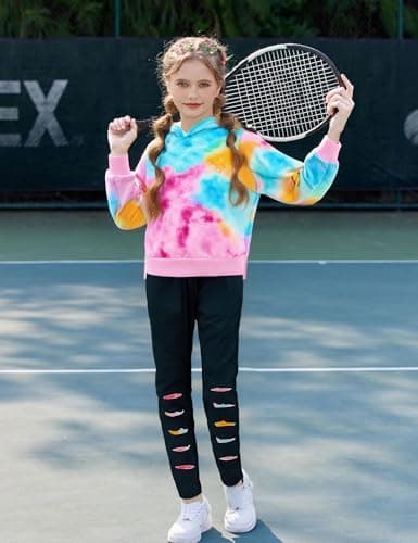 Malerotpc Kid Girls Clothes - Girls Outfits Tie Dye Tops and Leggings Pants 2 Piece Spring Clothes Set(4-5T) - Image 3