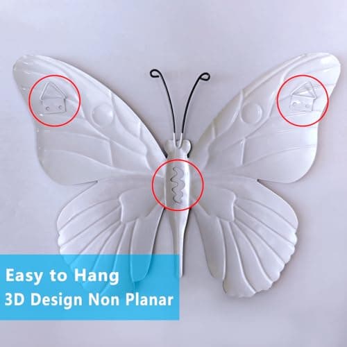 Metal Butterfly Wall Decor - 9.6" Outdoor Fence Wall Art Decor, Hanging Decoration for Garden Yard Living Room Bedroom Patio Balcony(4 Pack) - Image 5