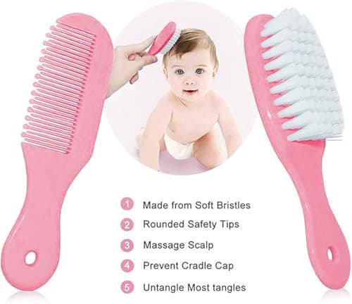 Baby Grooming Kit, Infant Safety Care Set with Hair Brush Comb Nail Clipper Nasal Aspirator,Baby Essentials Kit for Newborn Girls Boys (Pink Baby Grooming kit) - Image 2