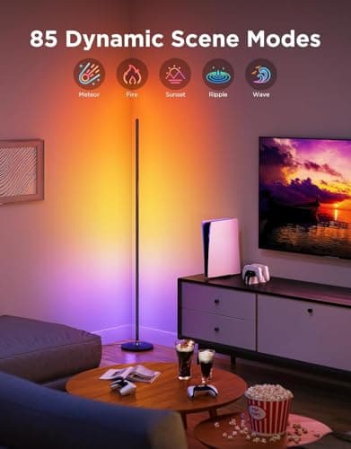 Govee RGBIC Floor Lamp Basic, LED Corner Lamp Works with Alexa, 1000 Lumen Smart Modern Floor Lamp with Music Sync and 16 Million DIY Colors, Color Changing Standing Lamp for Bedroom Living Room Black - Image 2