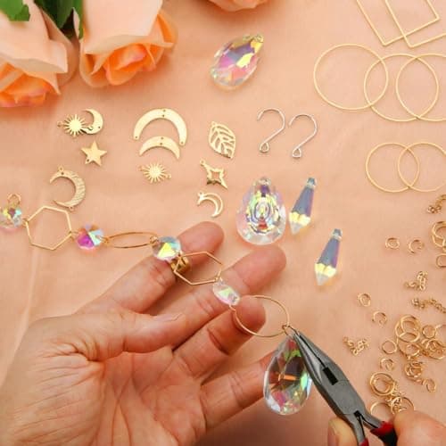HYBEADS DIY Suncatchers, 400 pcs Sun Catchers Making Supplies Kit Art and Crafts for Adults Prism Hanging Decorative Suncatcher with Crystals Rainbow Maker for Indoor Windows Office Home Decor - Image 7