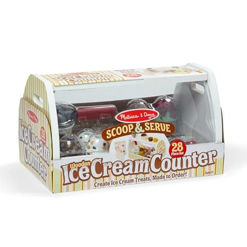 Melissa & Doug Wooden Scoop & Serve Ice Cream Counter, Pretend Play Store, 28 Toy Food & Play Kitchen Accessories, Preschool Toys for Girls & Boys 3+ - Image 9