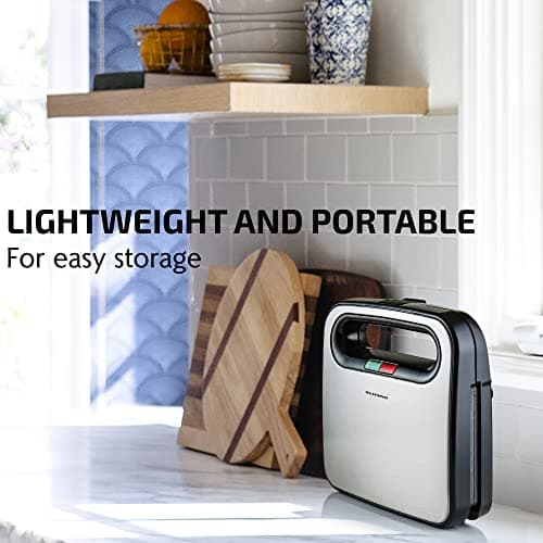 OVENTE Electric Sandwich Maker with Non-Stick Plates, Indicator Lights, Cool Touch Handle, Easy to Clean and Store, Perfect for Cooking Breakfast, Grilled Cheese, Tuna Melts and Snacks, Black GPS401B - Image 4