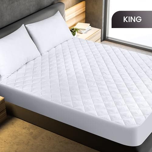 Utopia Bedding Quilted Fitted Mattress Pad, King Size, Elastic Fitted Mattress Topper Protector and Cover Stretches up to 16 Inches Deep, Machine Washable (White) - Image 2