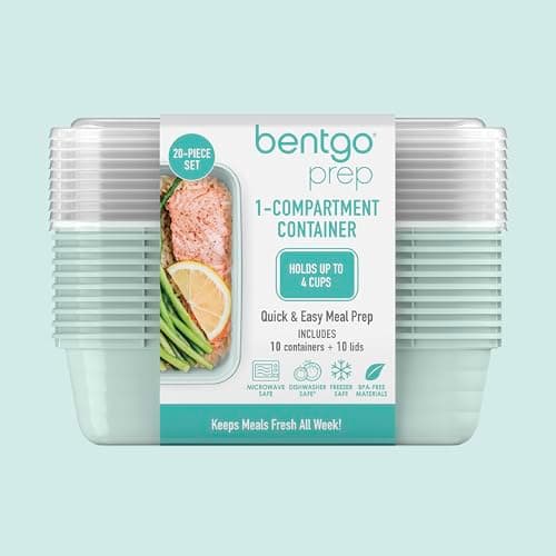 Bentgo Prep - 20-Piece 1-Compartment Reusable Meal Prep Containers with Lids, PFAS & BPA Free Materials, Durable, Microwave, Freezer, & Dishwasher Safe To Go Food Storage (Mint) - Image 8