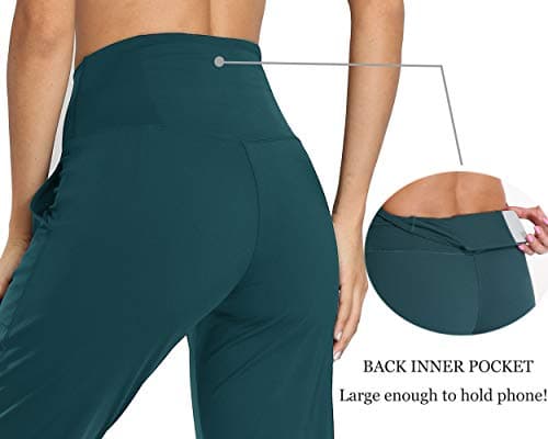 Oalka Women's Joggers High Waist Yoga Pockets Sweatpants Sport Workout Pants Teal XXL - Image 2