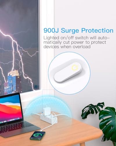One Beat 10Ft Extension Cord with Multiple Outlets,Flat Plug Power Strip Surge Protector with 10 Ft Long Cord,6 Outlet 3 USB Ports (1USB C),Multi Outlet Wall Plug for Travel,College,Dorm Essentials - Image 5